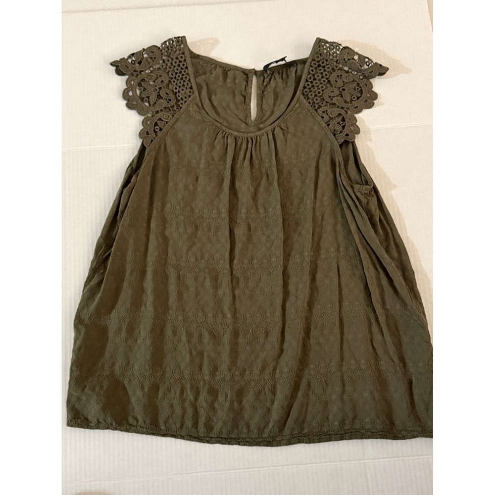 Atmosphere Olive Green Lace Shoulder Tank